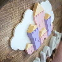 Princess Castle Nursery Name Sign | Hardwood | 3D Carving | Personalized Sign
