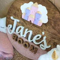 Princess Castle Nursery Name Sign | Hardwood | 3D Carving | Personalized Sign
