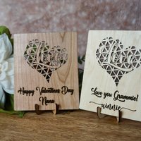 Heart Wood Card | Valentines day card | Wedding card | Anniversary Card | Wooden Card | 5th Anniversary
