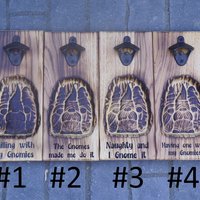 Carved Gnome Magnetic wall mount Bottle Opener | Weathered | Burned