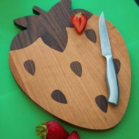 Strawberry Inlay Cutting Board | Cherry and walnut wood