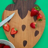 Strawberry Inlay Cutting Board | Cherry and walnut wood