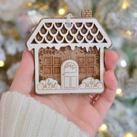Wooden Laser Cut Gingerbread House Ornament