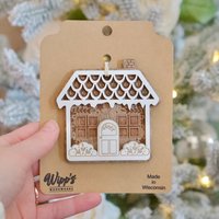 Wooden Laser Cut Gingerbread House Ornament