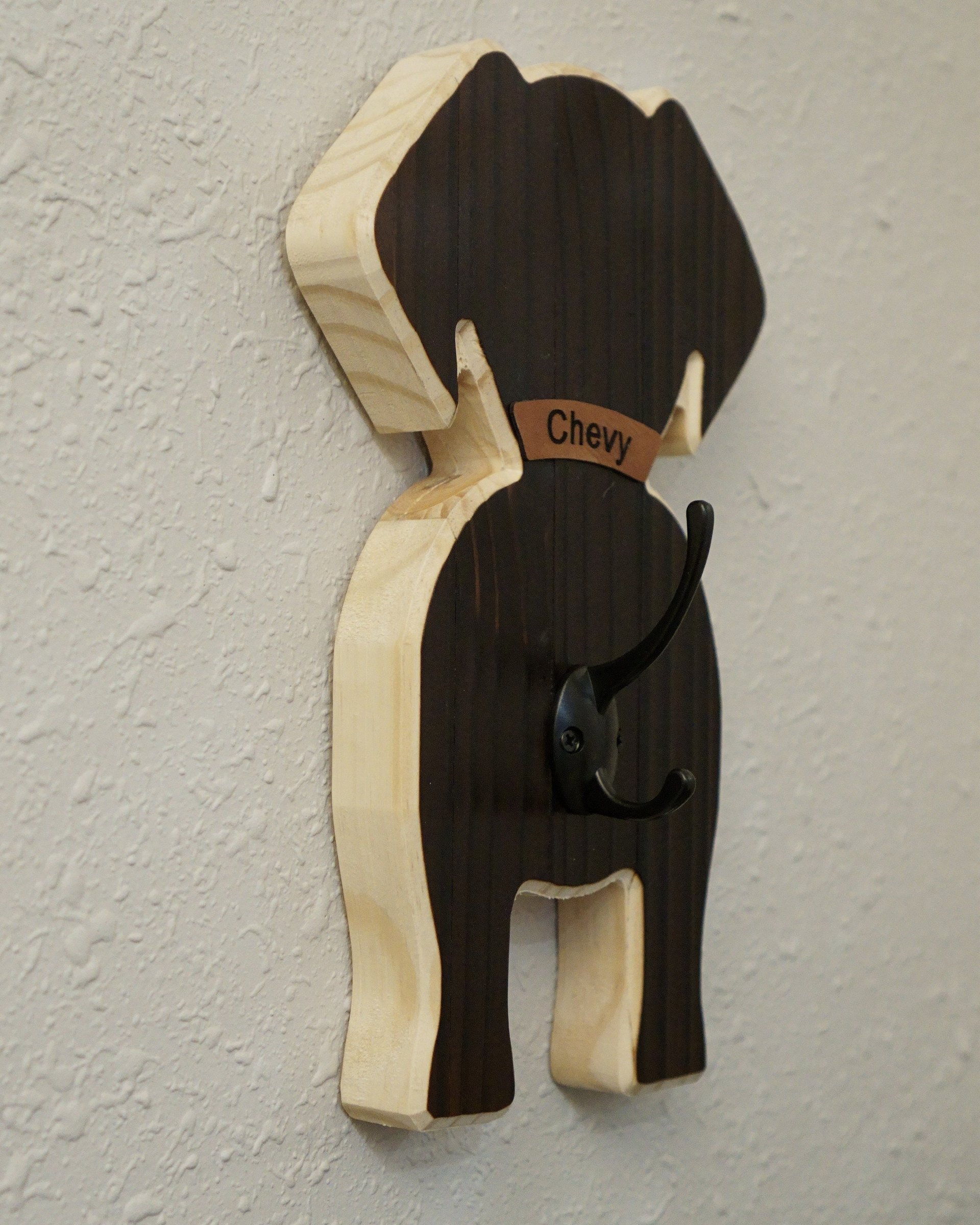 Dog leash holder | Personalized | Silhouette dog leash holder | Wooden Dog leash Holder