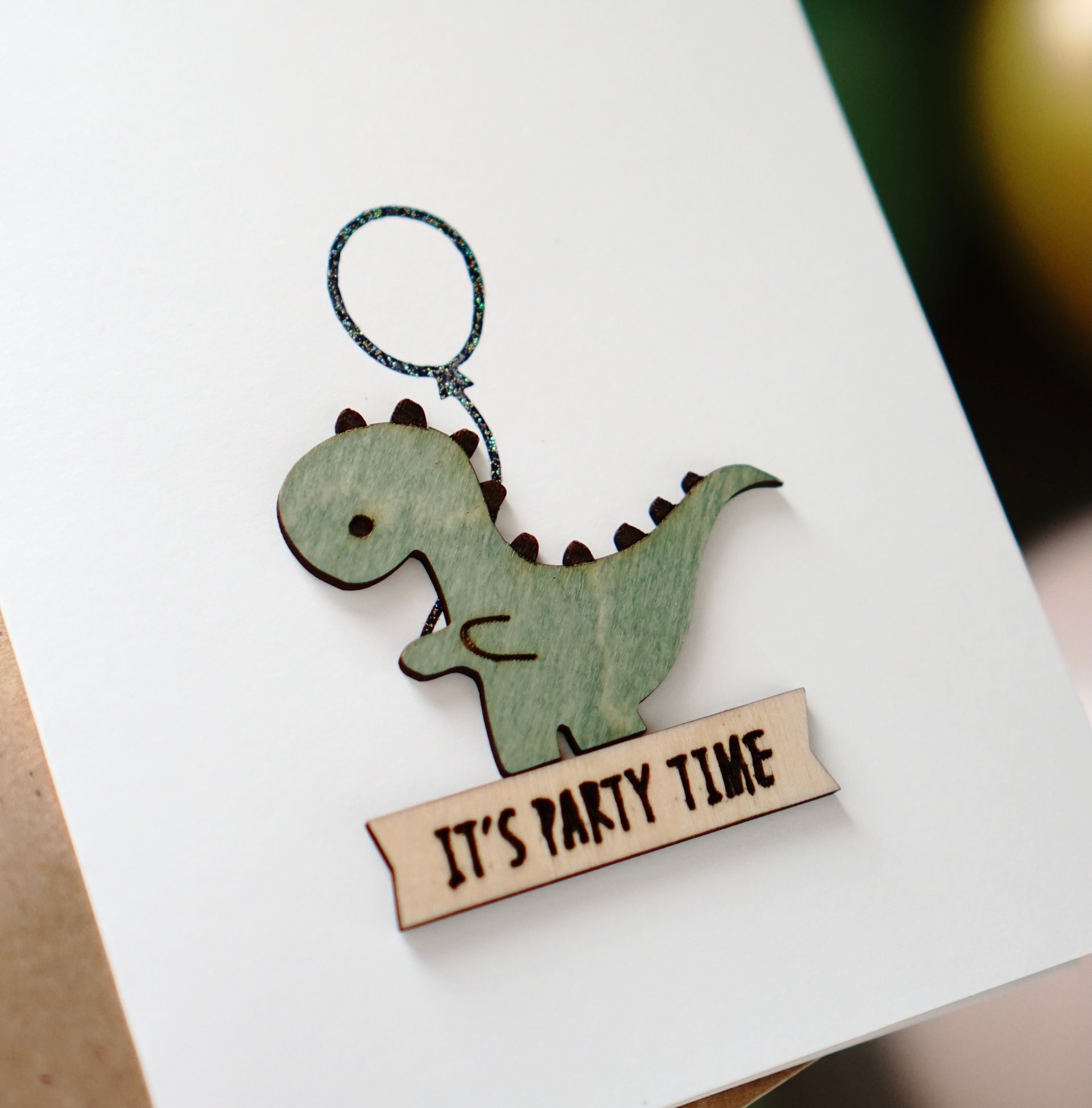 Cute Dinosaur Greeting Card | Handmade card | Birthday card | Kid's Birthday | Wood card
