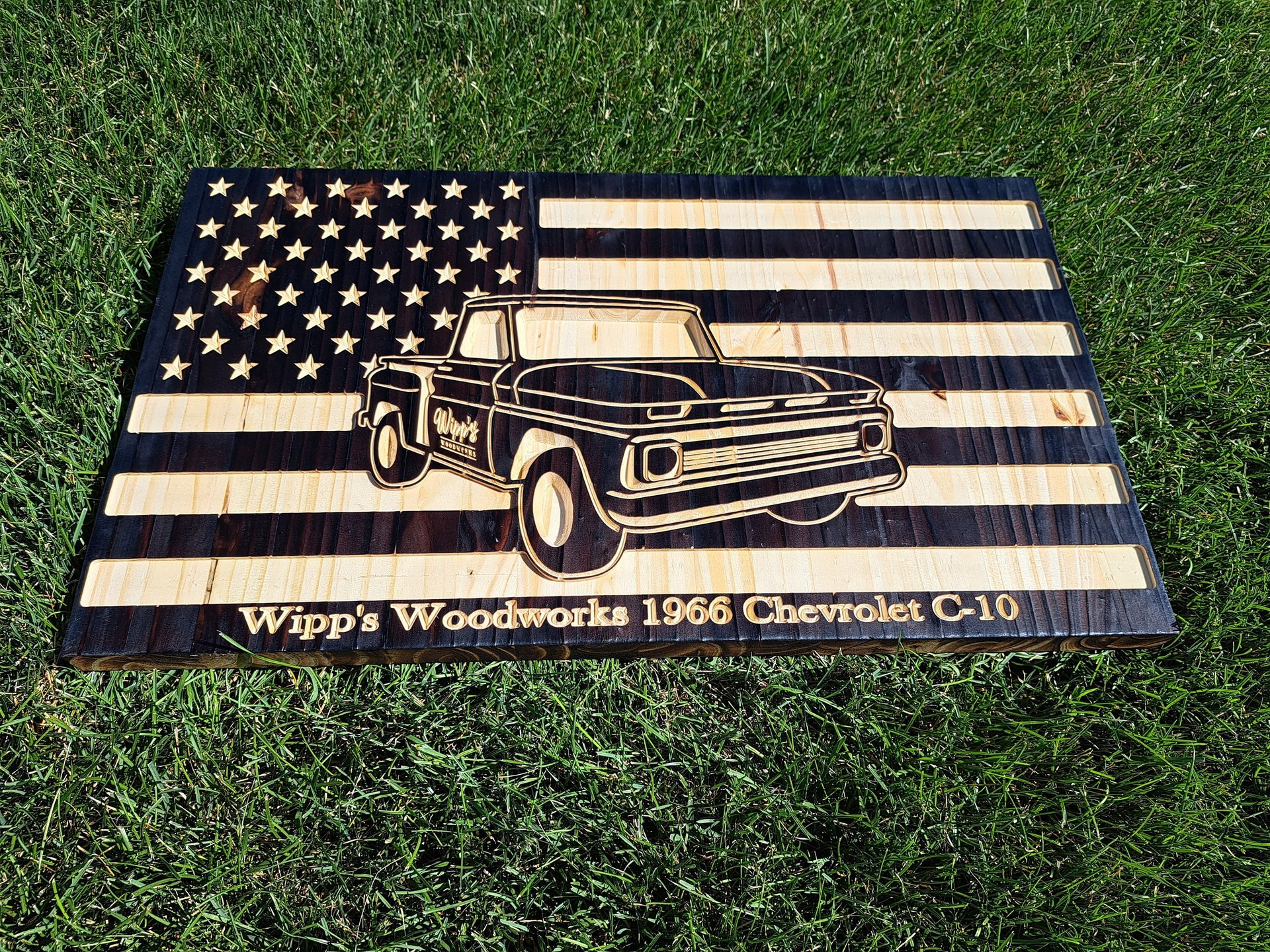 Flag | Car theme | wooden