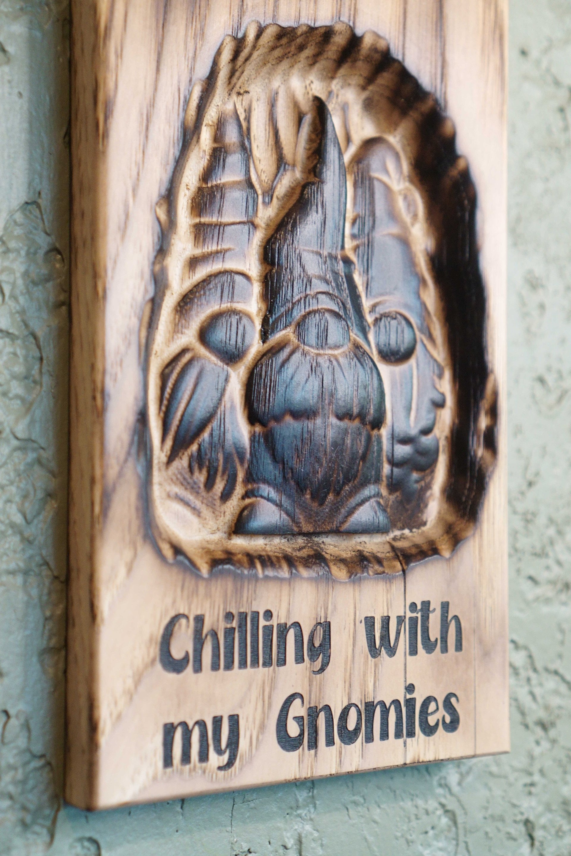 Carved Gnome Magnetic wall mount Bottle Opener | Weathered | Burned