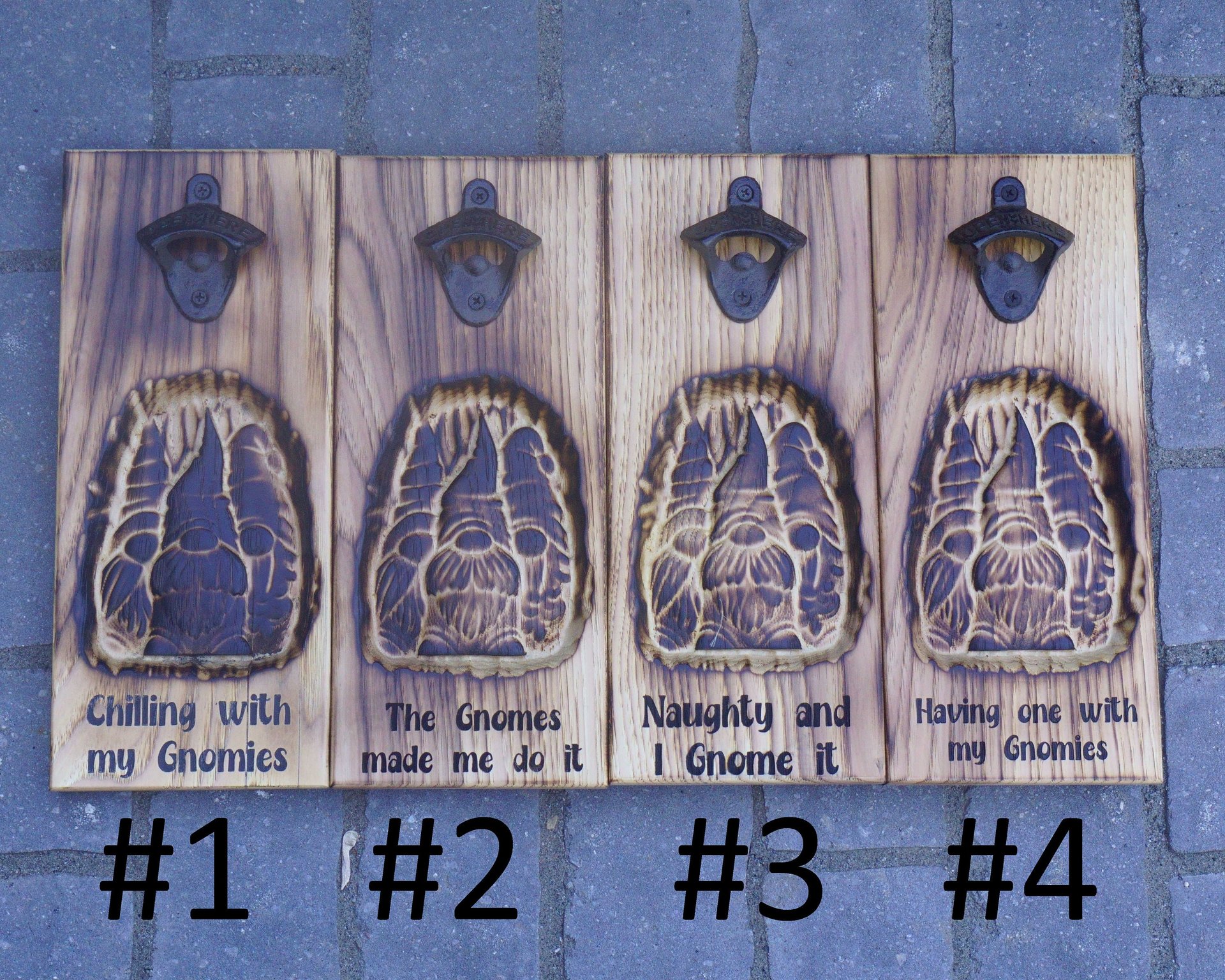 Carved Gnome Magnetic wall mount Bottle Opener | Weathered | Burned