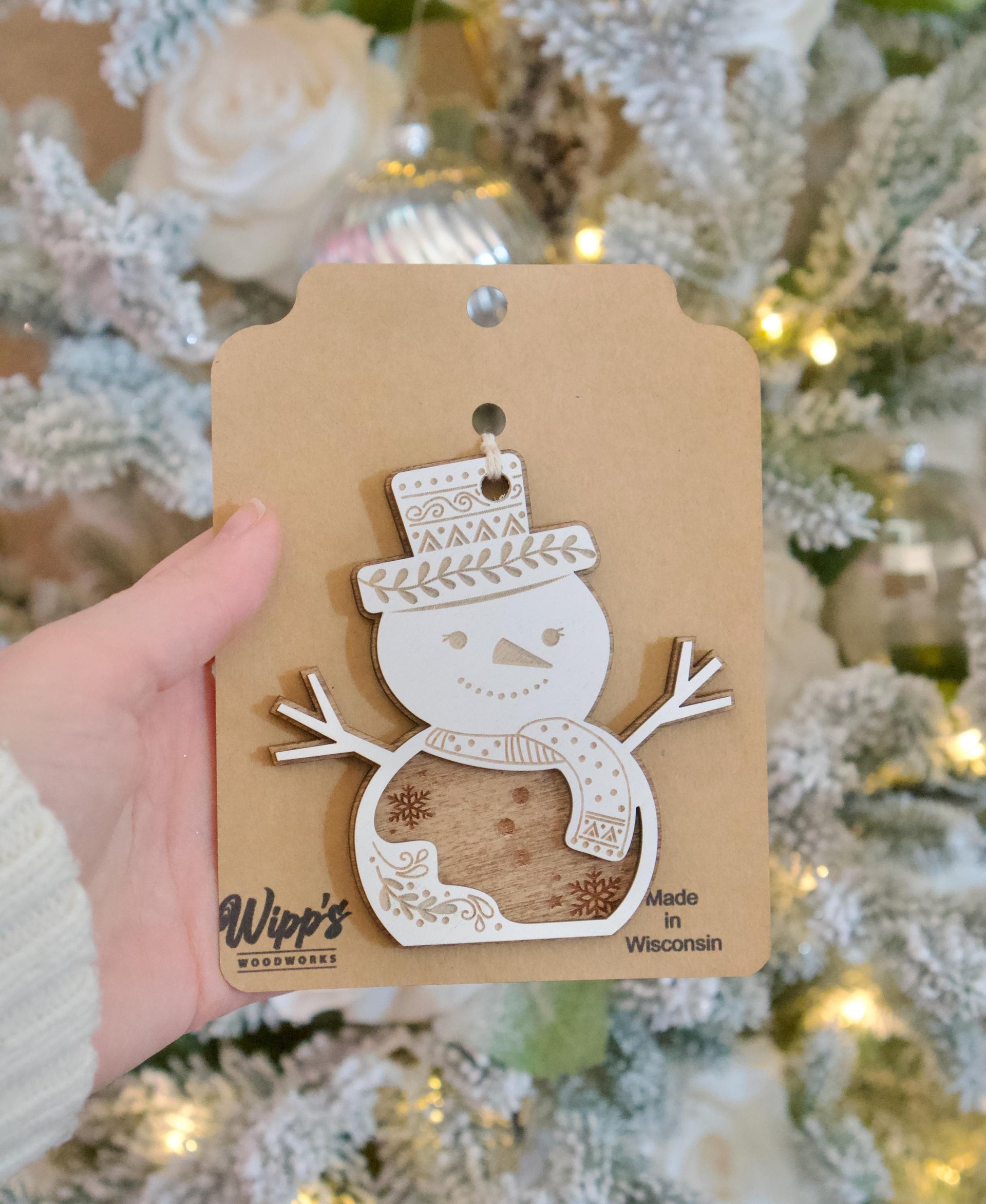 Wooden Laser Cut Snowman Ornament