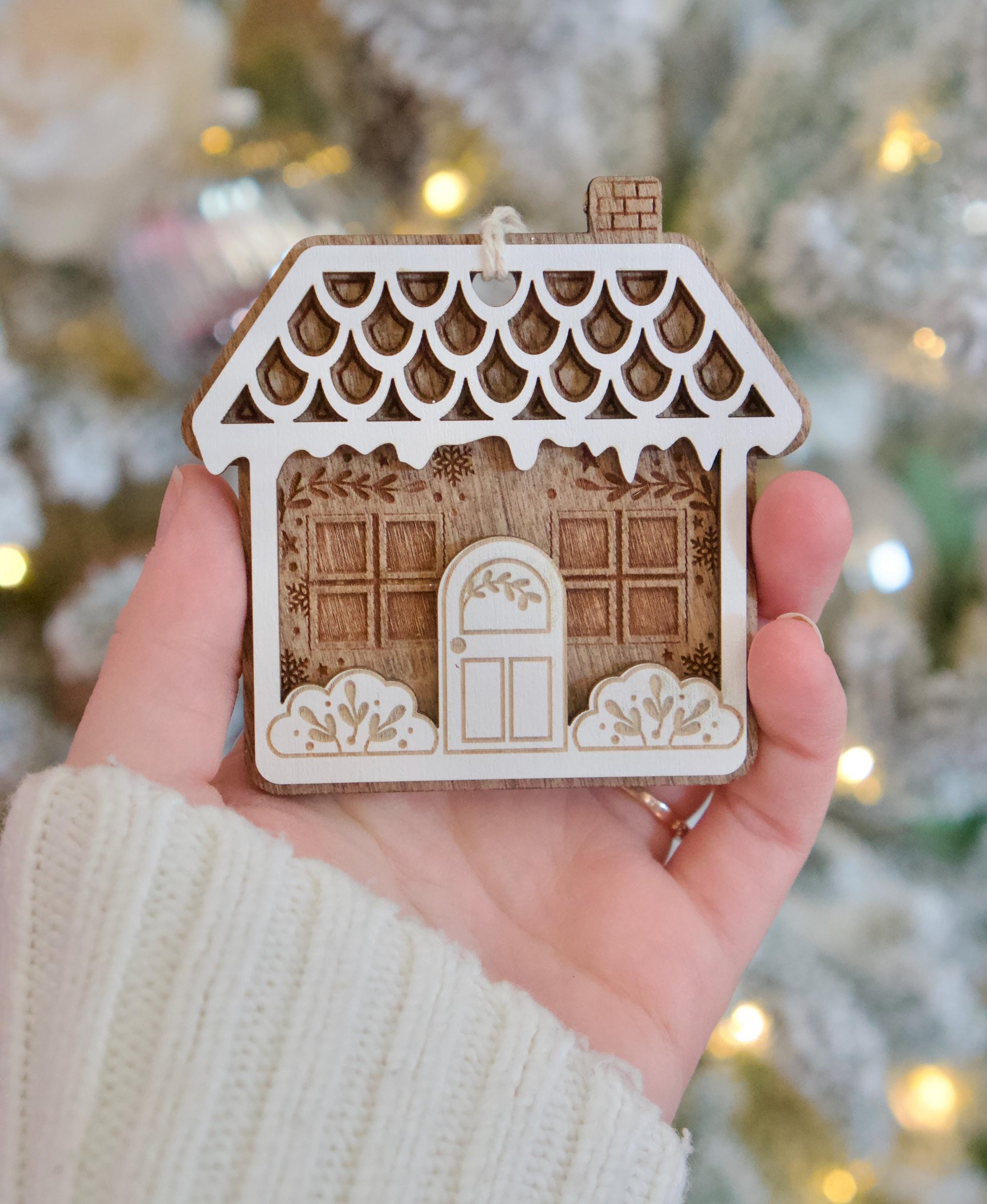 Wooden Laser Cut Gingerbread House Ornament