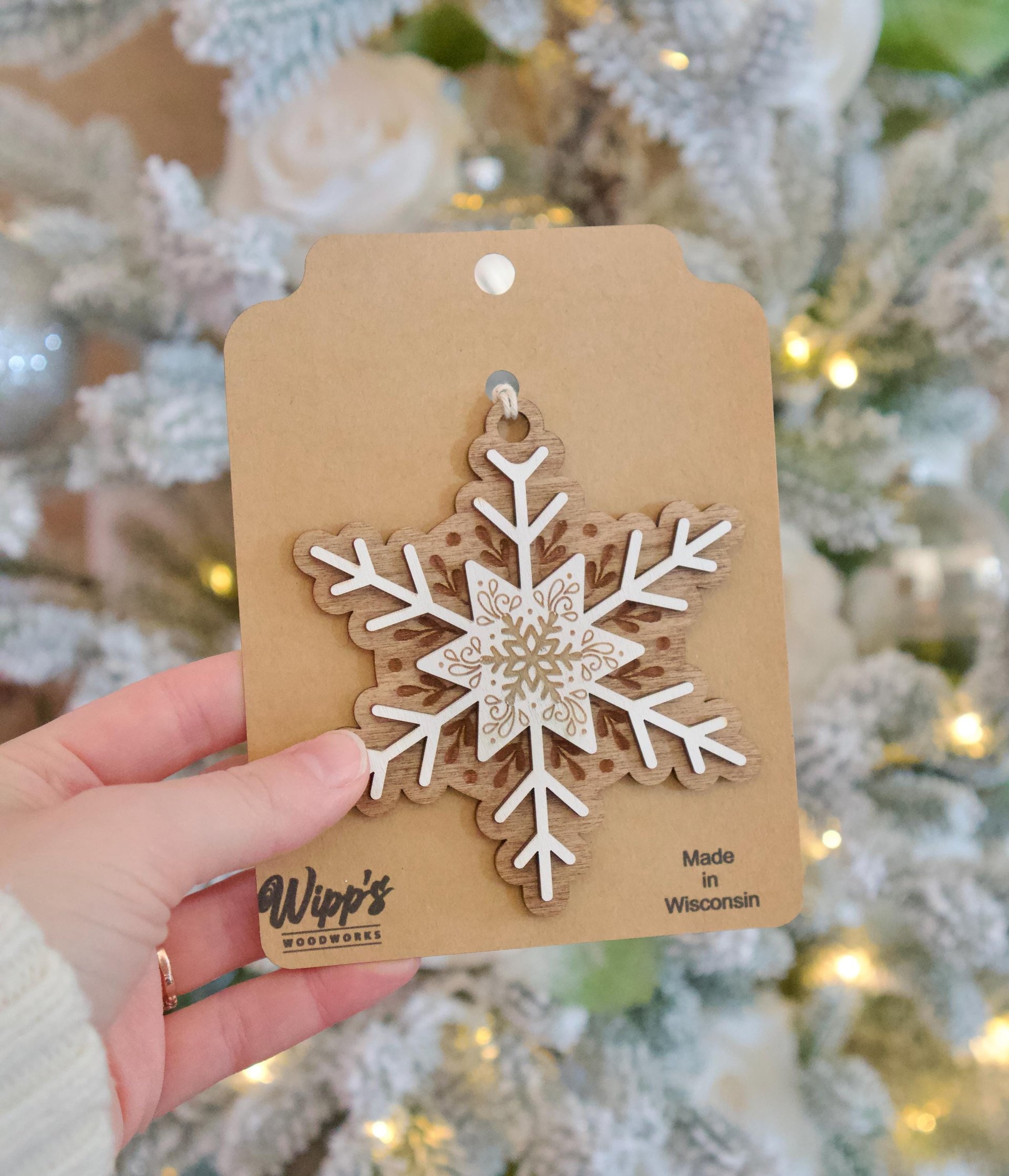 Wooden Laser Cut Snowflake Ornament