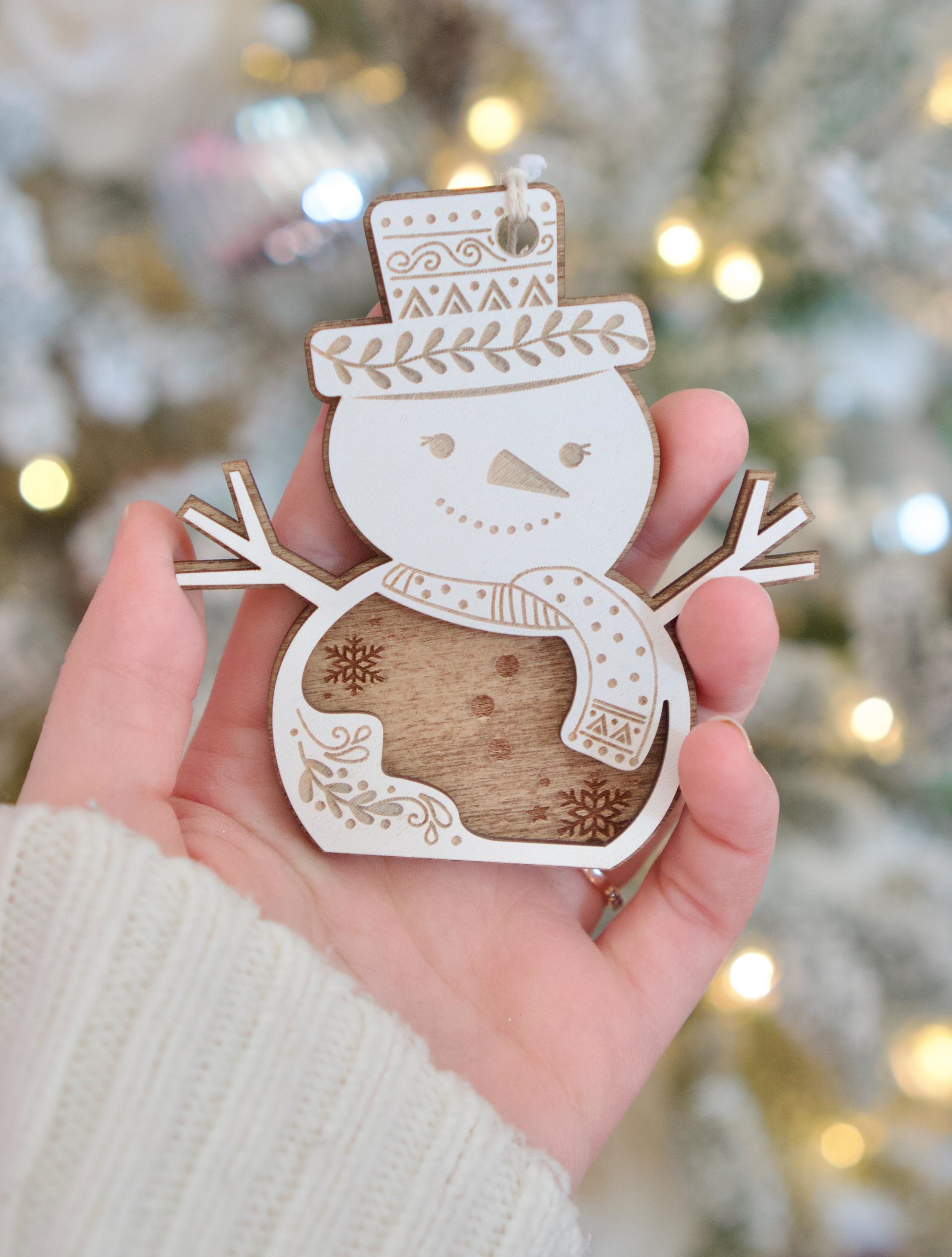 Wooden Laser Cut Snowman Ornament