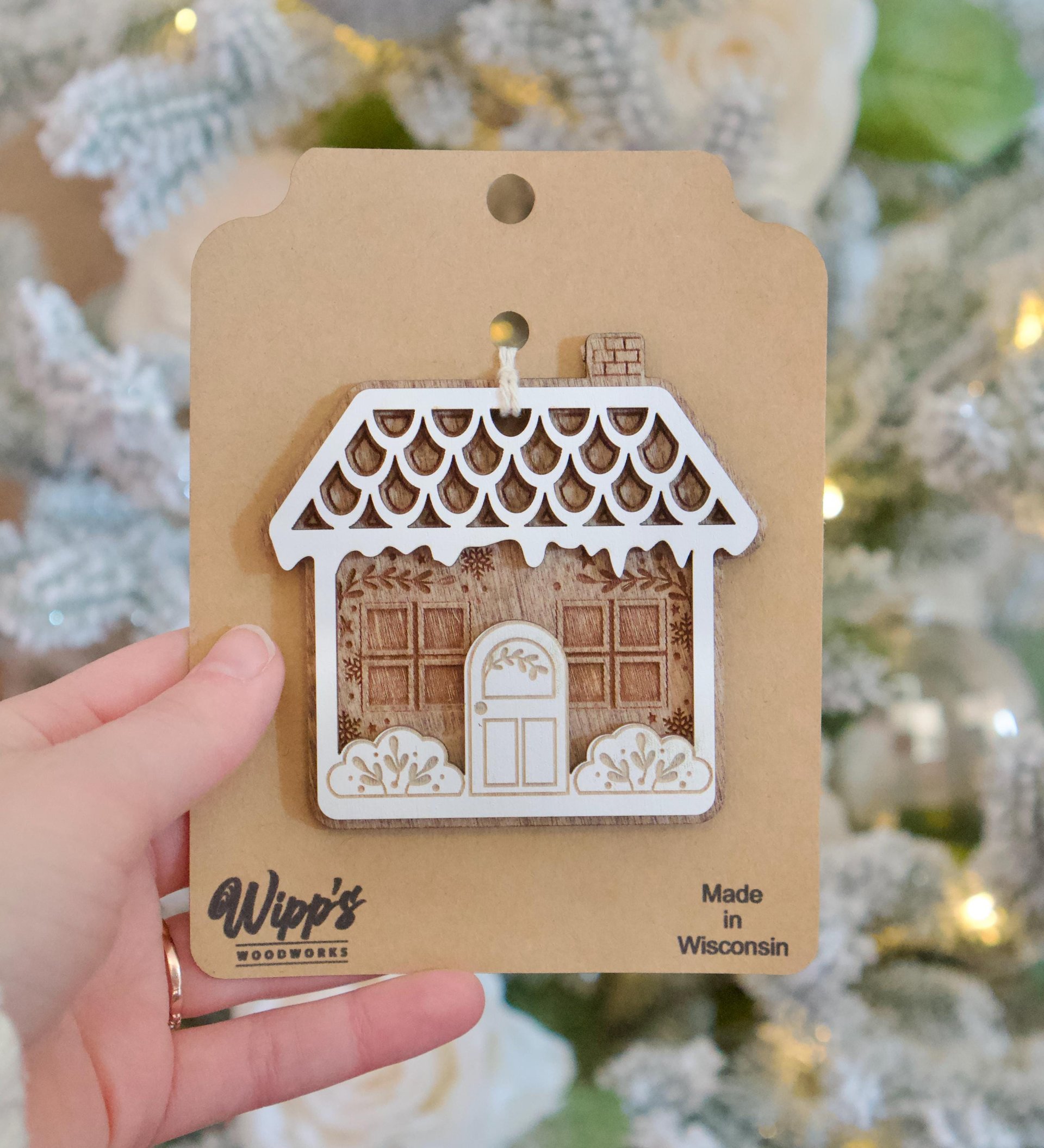 Wooden Laser Cut Gingerbread House Ornament