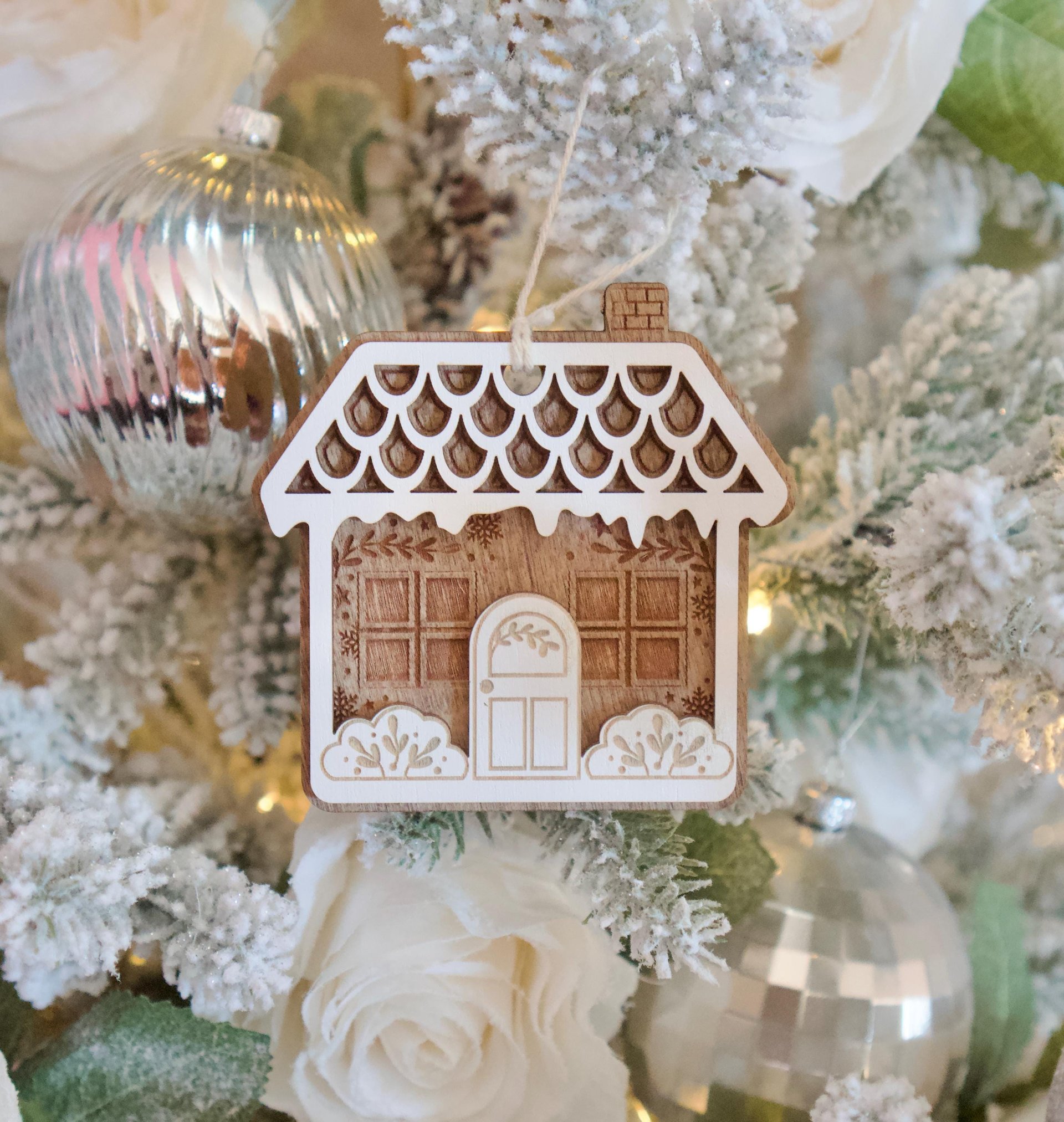Wooden Laser Cut Gingerbread House Ornament