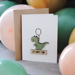 Cute Dinosaur Greeting Card | Handmade card | Birthday card | Kid's Birthday | Wood card