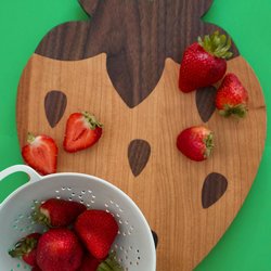 Strawberry Inlay Cutting Board | Cherry and walnut wood