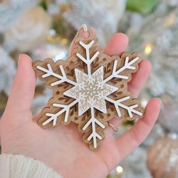 Wooden Laser Cut Snowflake Ornament