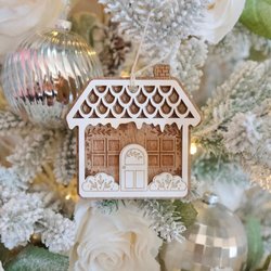 Wooden Laser Cut Gingerbread House Ornament